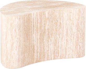 Beliani Mesa Auxiliar Moderna De Mdf Chapa De Papel Con Forma De Ri&ntilde;&oacute;n Sala De Estar Efecto Travertino Bilpa