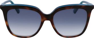 Longchamp 53mm Rectangular Sunglasses in Havana/Azure at Nordstrom