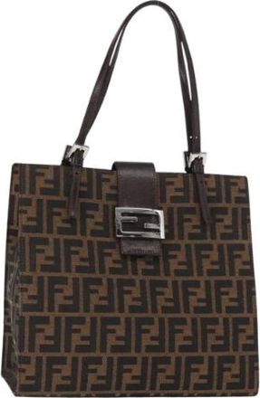 Fendi Pre-owned Shoulder Bags, female, Brown, Size: ONE SIZE Pre-owned Canvas Shoulder Bag