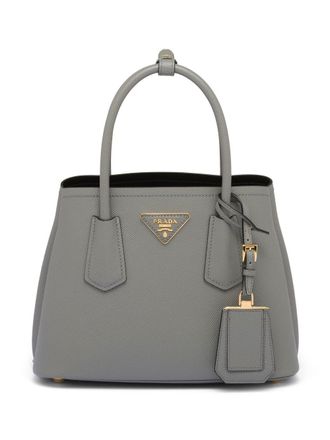 Prada Kleine Double Saffiano leren shopper - Grijs