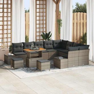 vidaXL Conjunto De Sof&aacute; De Jard&iacute;n 12 Pcs Gris Polirat&aacute;n Vidaxl