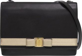 Ferragamo Ferragamo Black Leather Vara Bow Crossbody