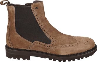 Baldinini Brown Suede Brogue Elastic Panel Ankle Boots