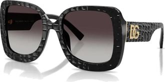 Dolce & Gabbana Vierkante zonnebril - Dames - Zonnebrillen - Zwart - 55 MM - Leer - Accessoires
