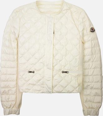 Moncler Womens Moncler Women Barneville Short Down Jacket Off White 034 - Size: 10