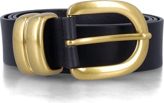 By Malene Birger Zoira Gold Curved Gold-Tone Buckle Leather Belt