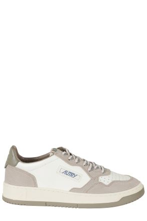 Autry White Licorice Medalist Low Two-Tone Laces Leather Sneakers