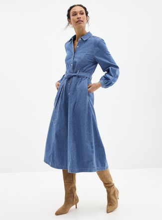 Contemporaine Womens Denim midi shirtdress