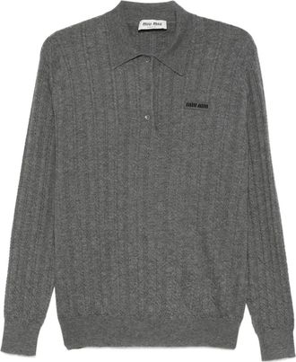 Miu Miu Maglione stile polo in cashmere - Grigio