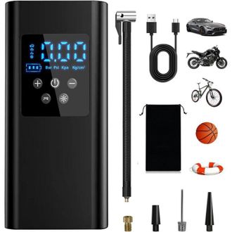 OEM Inflador De Neum&aacute;ticos Para Coche De 150 Psi, Compresor De Aire Port&aacute;til De 6000 Mah Con 4 Boquillas Y Luz Led Para Coche, Moto, Bicicleta, Bal&oacute;n -cre