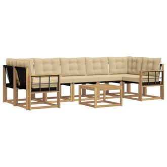vidaXL Conjunto De Sof&aacute;s De Exterior Con Coj&iacute;n 8 Pcs Y Beige Vidaxl