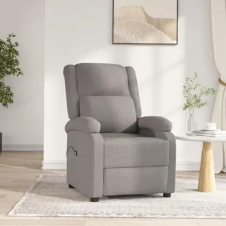 vidaXL Vidaxl - Sill&oacute;n Reclinable El&eacute;ctrico Tela Gris Taup&eacute;