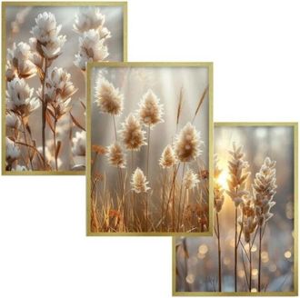 OEM P&oacute;sters Cuadros En Marco Dorado Tr&iacute;ptico Para La Pared Decoraci&oacute;n De Pared Para El Sal&oacute;n