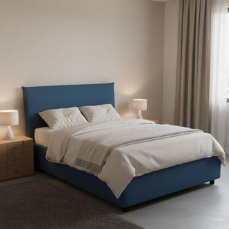 Dmora Dmora - Cama De Plaza Y Media Daceret, Cama Contenedor Con Revestimiento De Tela, 100% Made In Italy, Apertura Frontal, Con Colch&oacute;n Cm 120x190 Incluid
