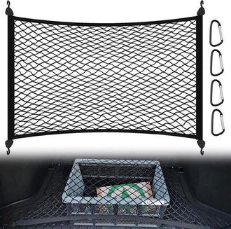 OEM Red Para Equipaje De Coche - Red El&aacute;stica Para Maletero - Sujeci&oacute;n De Carga - Dise&ntilde;o Altamente El&aacute;stico - De 80x60cm A 160x120cm - Negra