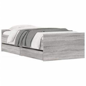 Berkfield Home Modern Bed Frame with Drawers Grey Sonoma 90x190 cm Single