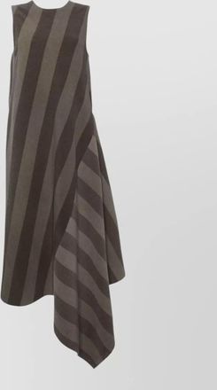 Uma Wang long dress asymmetric hem v back stripes