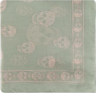 Alexander McQueen Klassieke Schedel Sjaal - Dames - Zijden sjaals - Groen - ONE Size - Accessoires