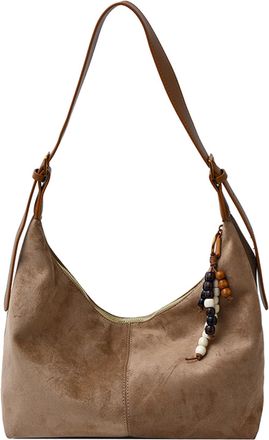 Generic Faux Suede Work Tote Purse Shoulder Bag Slouchy Dumpling Bag for Women (Black)