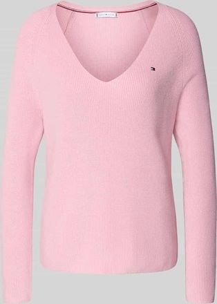 Tommy Hilfiger Regular Fit Strickpullover aus reiner Baumwolle in Pink, Gr&ouml;&szlig;e XXL