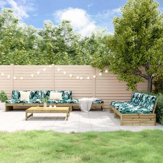 vidaXL Juego De Muebles Jard&iacute;n 6 Pzas Y Cojines Madera Pino Impregnada Vidaxl