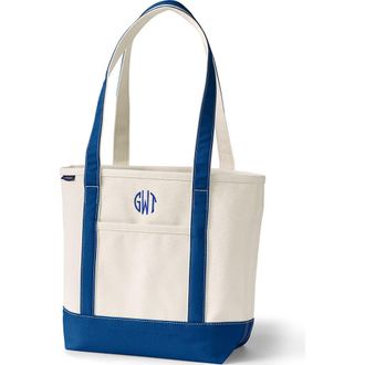 Lands End Open Top Canvas Tote Bag in Natural/beacon Blue at Nordstrom, Size X-Large