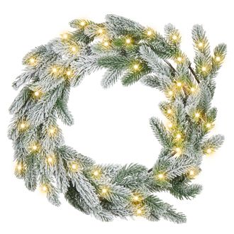 Beliani Beliani - Corona De Navidad Sint&eacute;tica Para Puerta De Entrada Con Luces Pre Iluminada 45 Cm Verde Albini