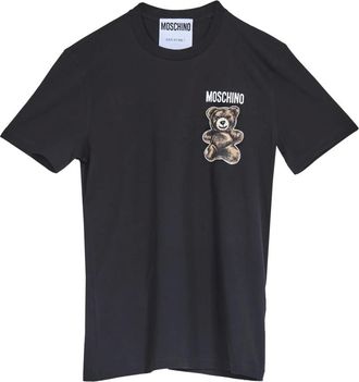 Moschino Tops, Heren, Zwart, S, Katoen, Adrian Mini Bear T-shirt