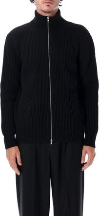 Maison Margiela Ribbed Knit High Collar Zip-Through Jacket