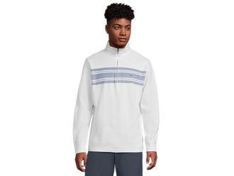 Vineyard Vines Saltwater 1/4 Zip Mens Sweatshirt Saltwater Surf Stripe - White Cap : MD, Cotton/Polyester