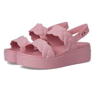Crocs Brooklyn Woven Upper Low Wedge 40284-77143 WomensPink Sandals GBO2878