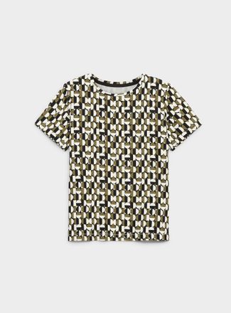 Contemporaine Womens Patterned flowy crew-neck T-shirt