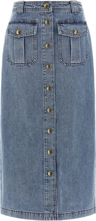 Zimmermann Blue Cotton Midi Womens Skirt