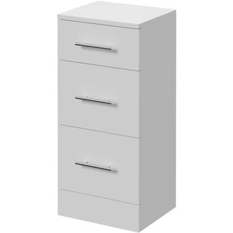 Alexander James Alexander James Gloss White 350mm x 300mm 3 Drawer Storage Unit - 350mm - Chrome 96mm Knurled Bar Handle