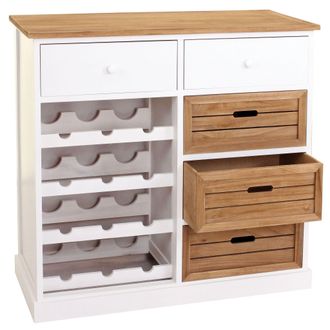 Hhg Hhg - Nunca Usado] Botellero 307, C&oacute;moda Botellero Para 12 Botellas Con Cajones, Casa De Campo 86x87x37cm