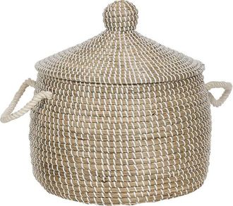 Beliani Beliani - Boho Handwoven Basket Storage with Handles Lid Seagrass Natural Accessory Decor Mytho