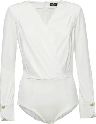 Elisabetta Franchi Body met wikkel-effect - Wit