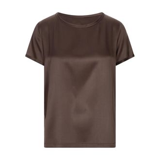 Her Shirt Tops, Dames, Bruin, M, Zijde en Lycra Bruin T-shirt