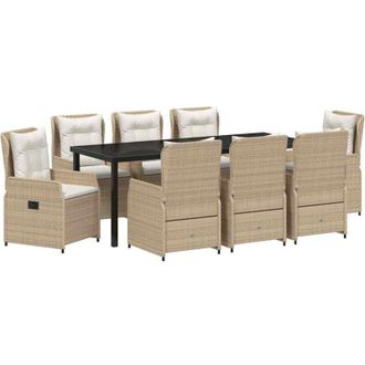 vidaXL Conjunto De Comedor De Jard&iacute;n 9 Pcs Beige Rat&aacute;n Sint&eacute;tico Vidaxl