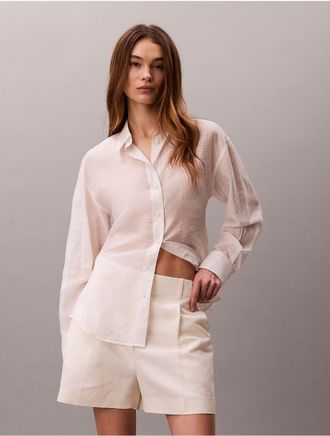 Calvin Klein Jeans Calvin Klein Womens Voile Classic Button-Down Shirt - Neutral - XL