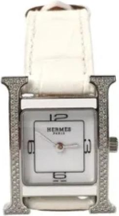 Herm&egrave;s Pre-owned Leather watches - Dames - Vintage Horloges - Wit - ONE Size - Leer - Vintage