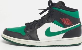 Air Jordan s Multicolor Leather Jordan 1 Mid Green Toe Sneakers