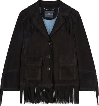 Ermanno Scervino Single-Breasted Brown Suede Fringe Jacket