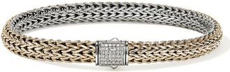 John Hardy Icon Bracelet, Reversible, Gold, Silver, Diamonds, 6.5mm in Silver And Gold at Nordstrom, Size Large
