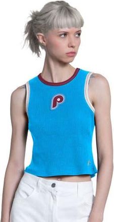 Starter Womens Starter Light Blue Philadelphia Phillies Cooperstown Play the Ball Crop Tank Top at Nordstrom, Size Xx-Large