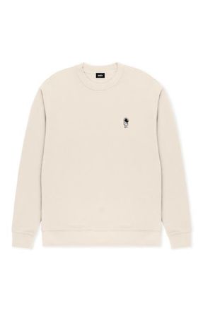 Dalix Astronaut Relaxed Midweight Fleece Crewneck Sweatshirt in Ecru at Nordstrom, Size Xx-Large