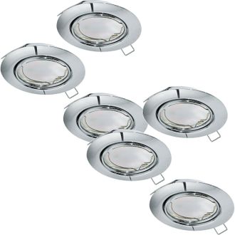 Loops 2 PACK 3 PACK Flush Adjustable Ceiling Downlight Chrome Steel 3x 5W GU10 in Metallics