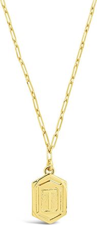 Sterling Forever Hexagon Tag Initial Necklace