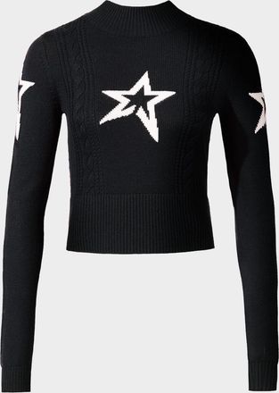 Perfect Moment Cable-Knit Intarsia Merino Wool Sweater