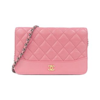 Chanel Pink Leather Chain/Shoulder Wallet (Pre-Owned)